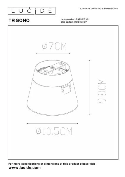 Lucide TRIGONO - Deckenstrahler - Ø 10,5 cm - 1xGU10 - Weiß - technisch